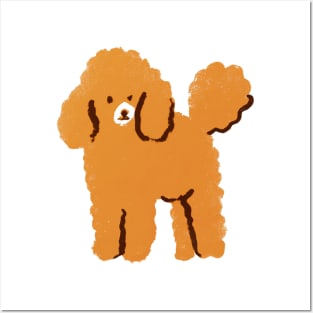 Orange Apricot Minimalistic Poodle Illustration Posters and Art